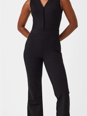 Black Sleeveless V-Neck Jumpsuit spanx